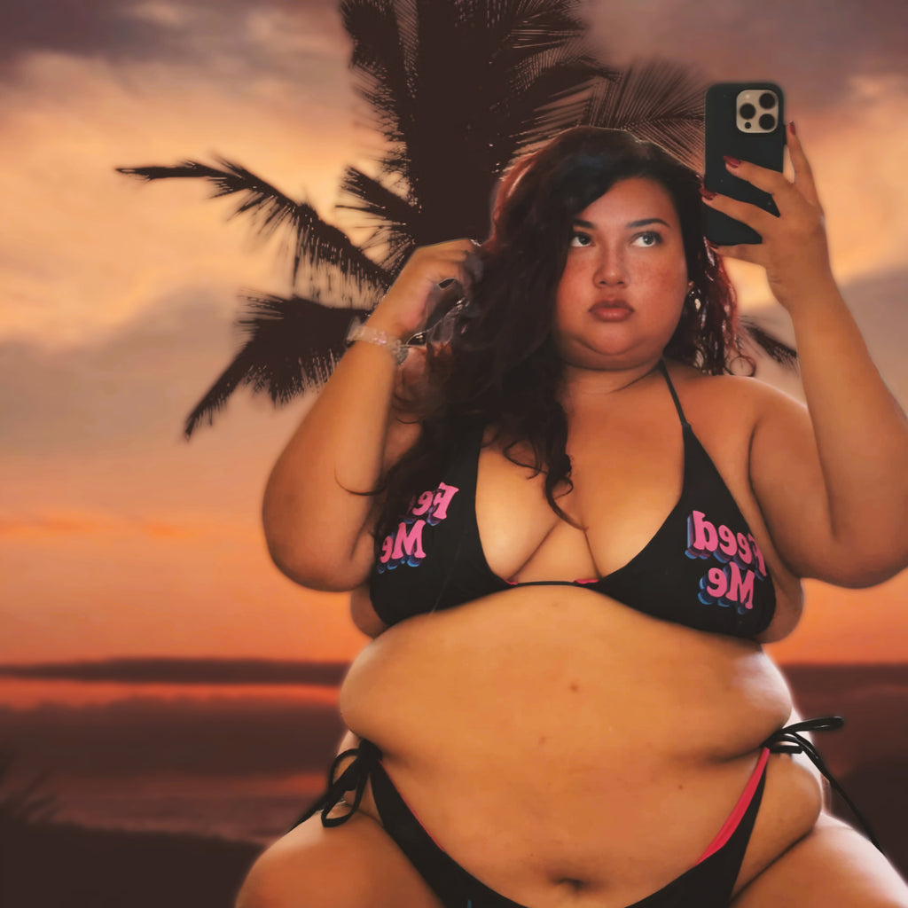 Feed Me and Tell Me I’m Fat | Recycled String Bikini | Bold Plus Size Swimwear up to 6XL | Curvy Body Positive Series