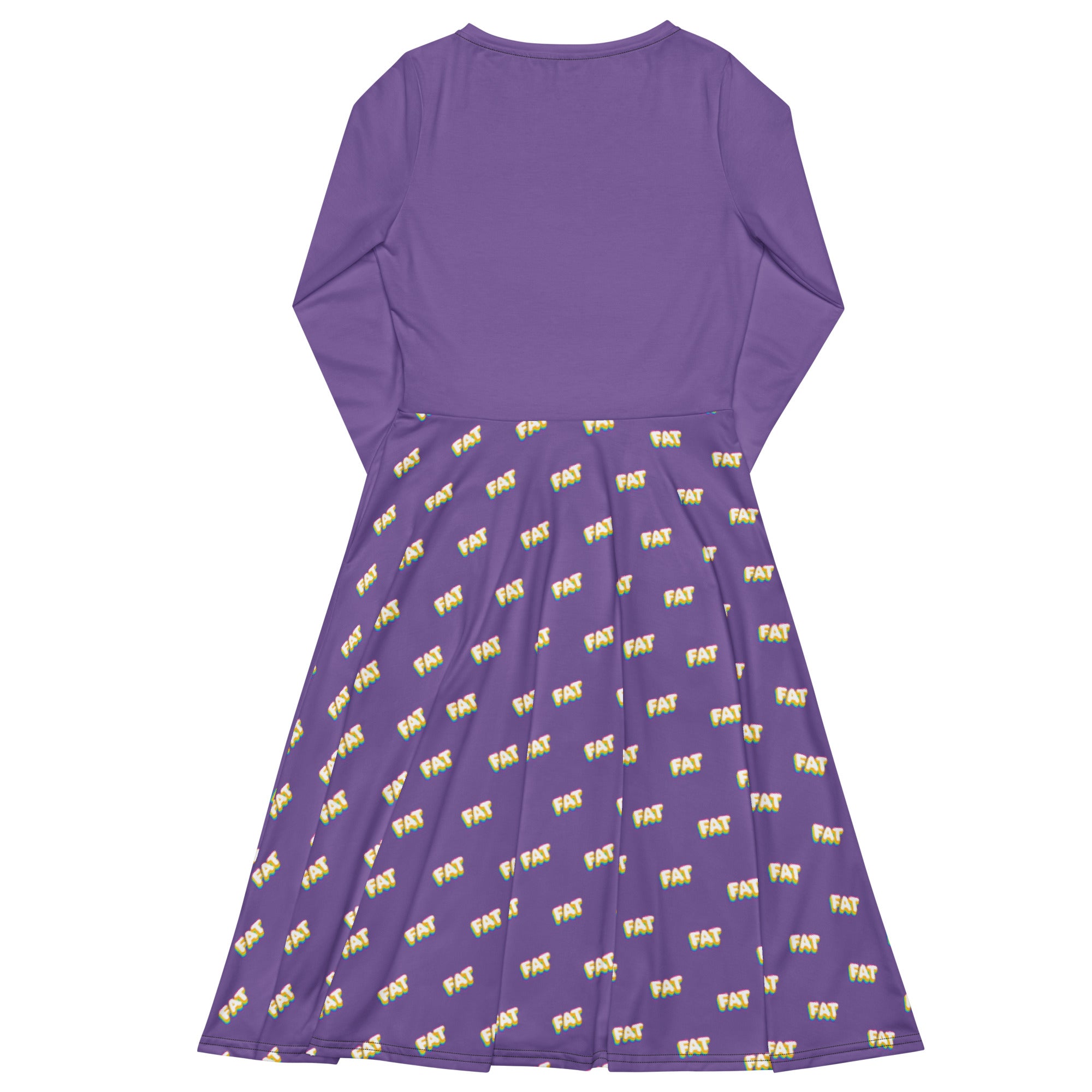 FAT Pride Midi Dress – Bold Curvy Rainbow Lettering with All-Over Print Skirt | Sizes Up to 6XL
