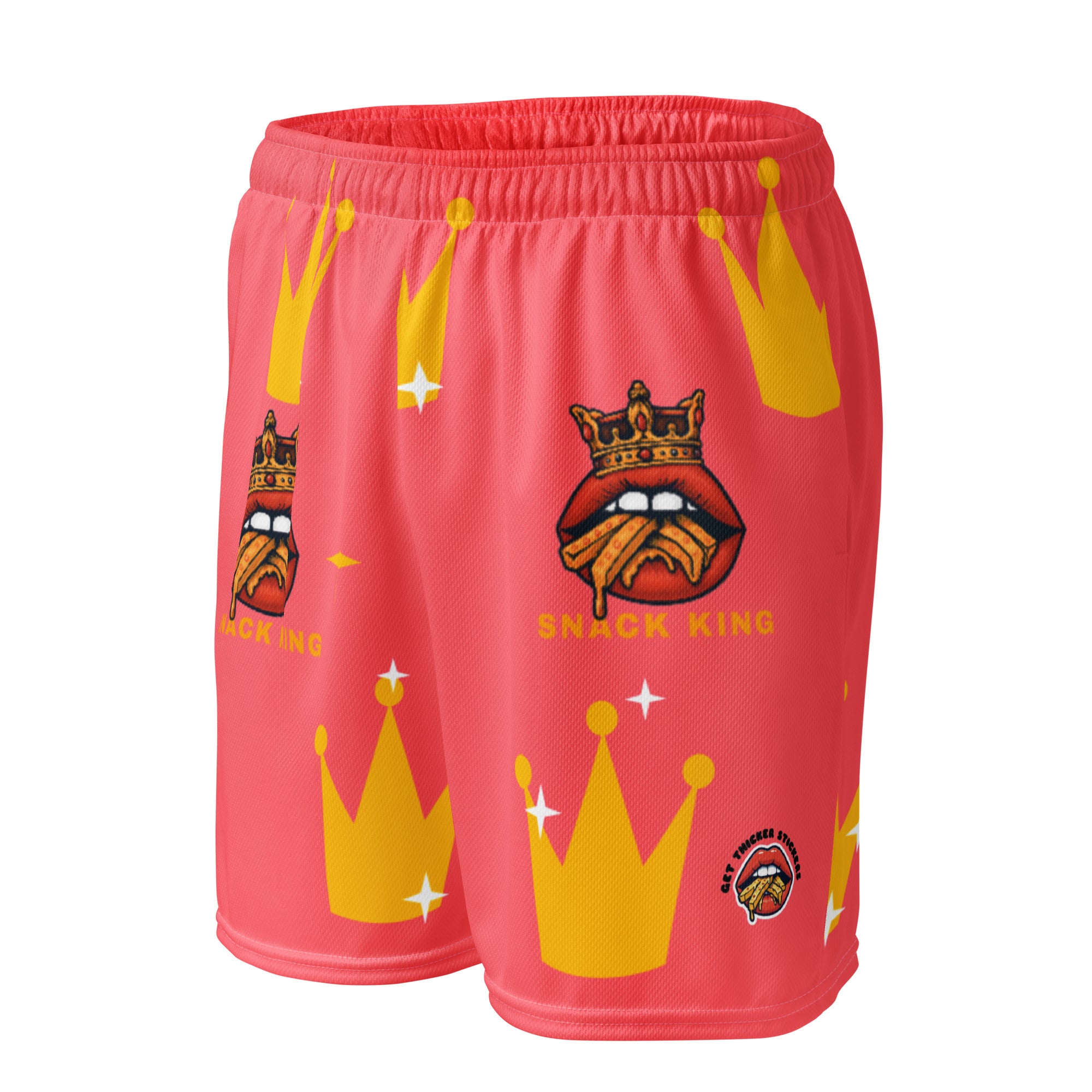 Snack King Unisex Mesh Shorts| Coral | Up to Size 6XL