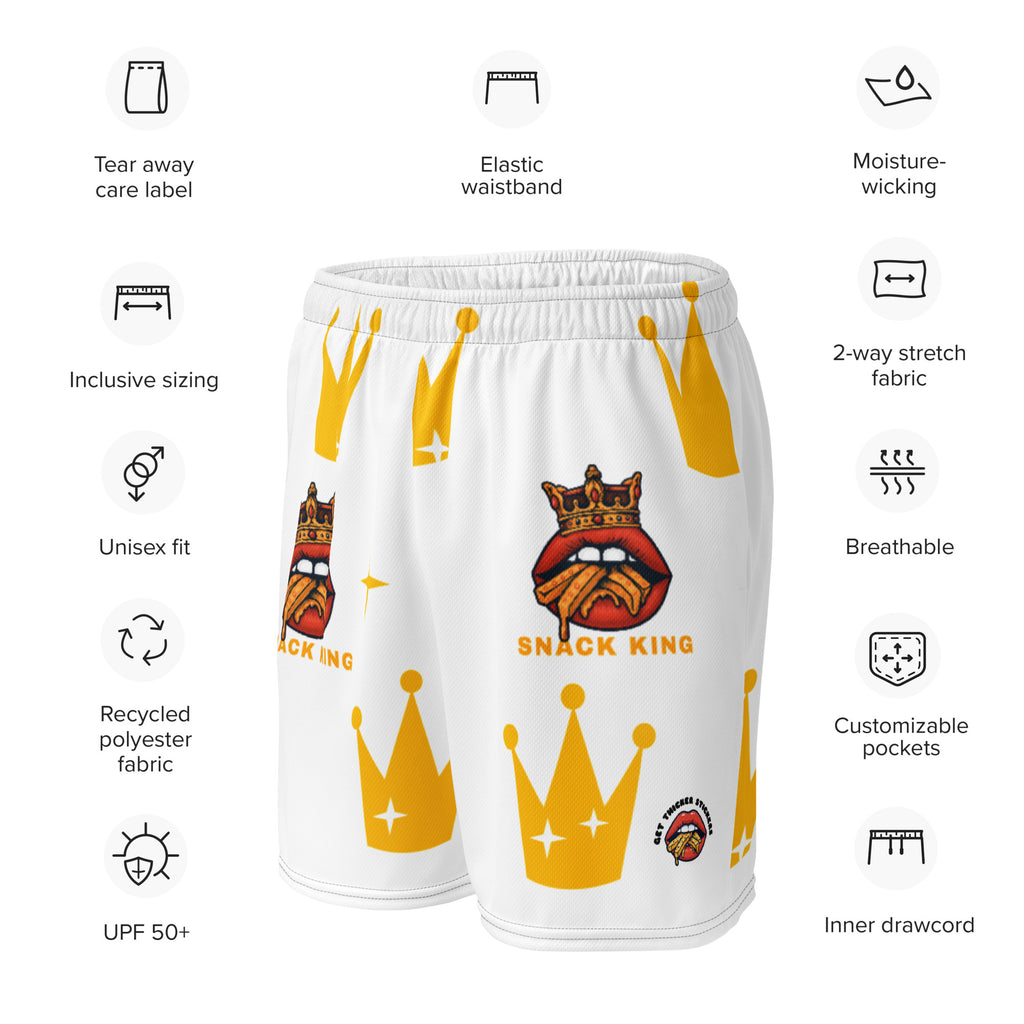 Snack King Unisex Mesh Shorts| White | Up to Size 6XL