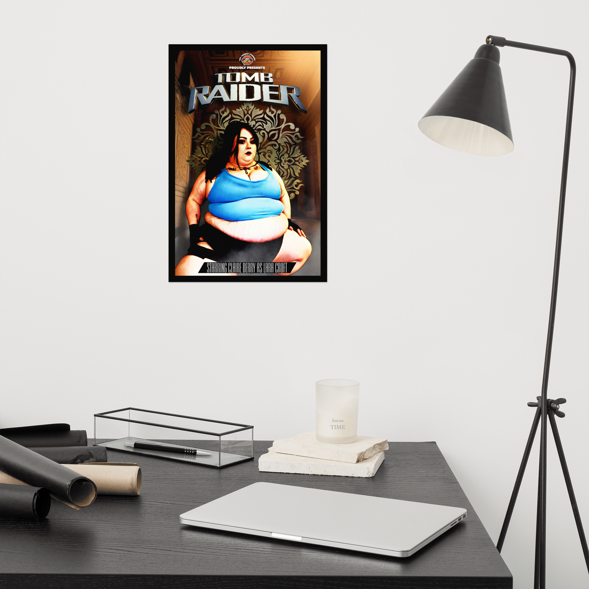 Claire Berry x Get Thicker Stickers Cosplay Collab | Lara Croft - Tomb Raider | Bold Pinup Matte Poster, 12x18"