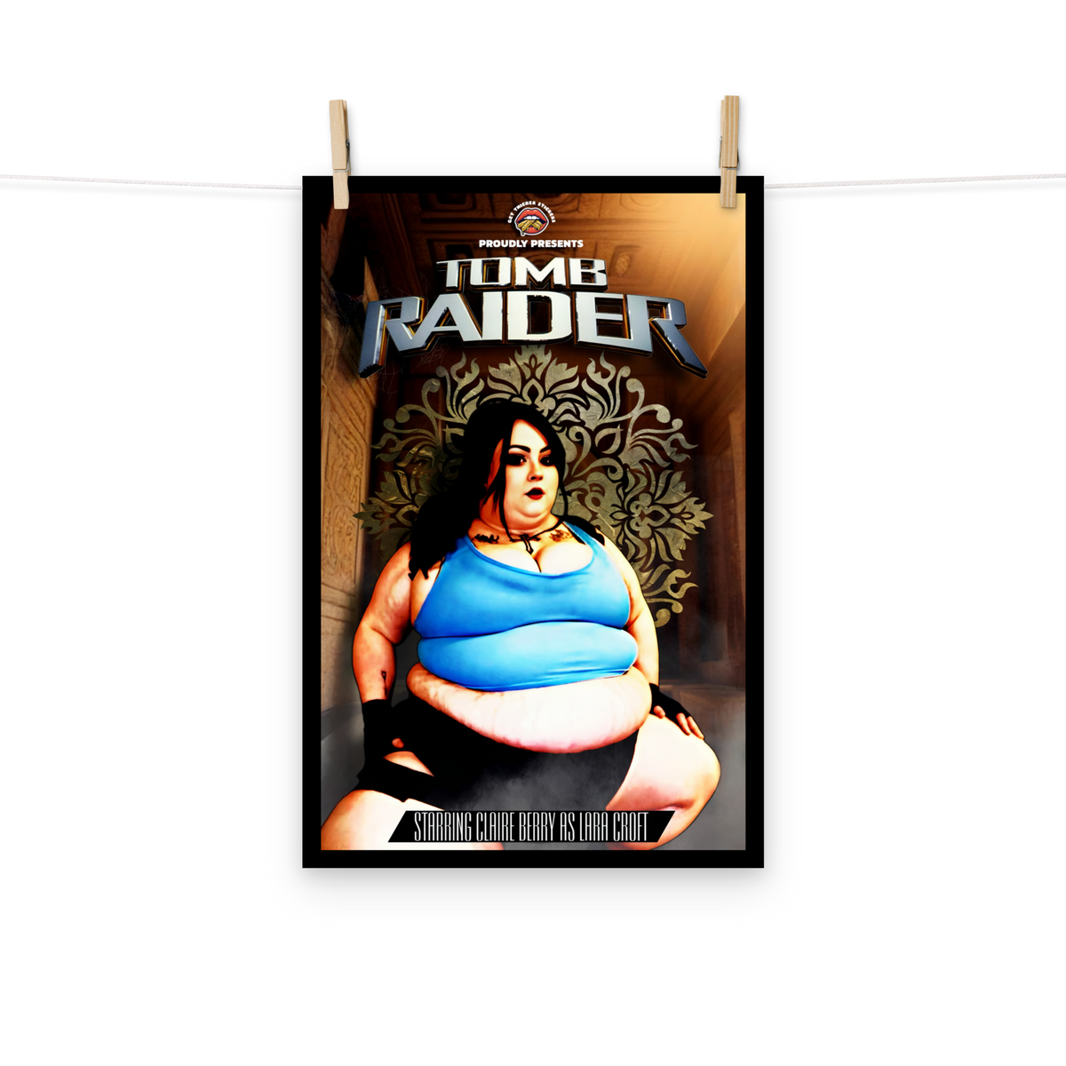 Claire Berry x Get Thicker Stickers Cosplay Collab | Lara Croft - Tomb Raider | Bold Pinup Matte Poster, 12x18"
