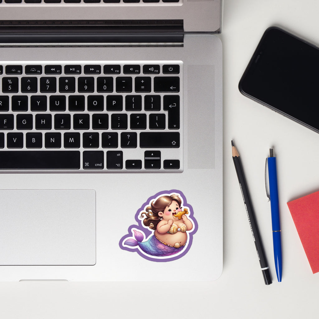 Chubby Mermaid Sticker | Cute Curvy Body Positive Vinyl Decal | Self-Love & Fat Fantasy Art | Worldwide Shipping
