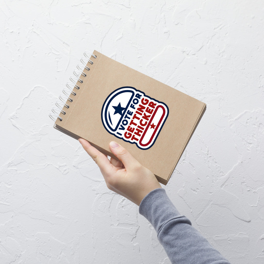 I Vote for Getting Thicker Sticker | Bold Body Positive Vinyl Decal | Fun Patriotic Design | Worldwide Shipping