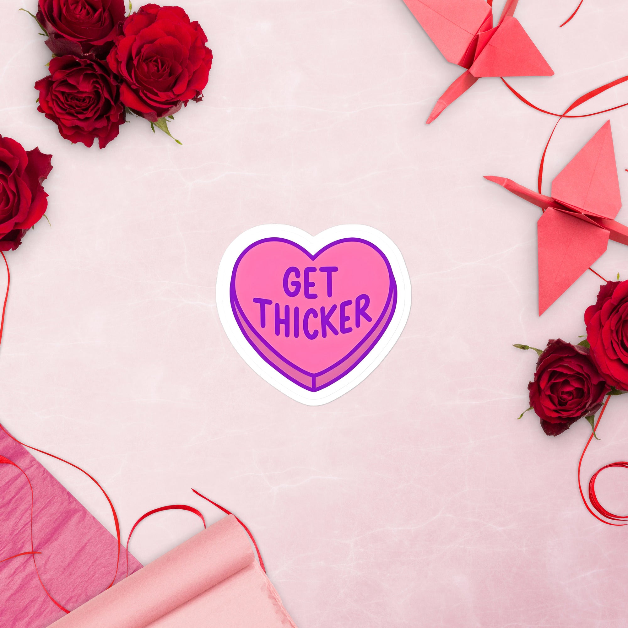 Candy Heart Body Positive Sticker | Durable Vinyl Decal | Worldwide Shipping | Self-Love Gift | Get Thicker