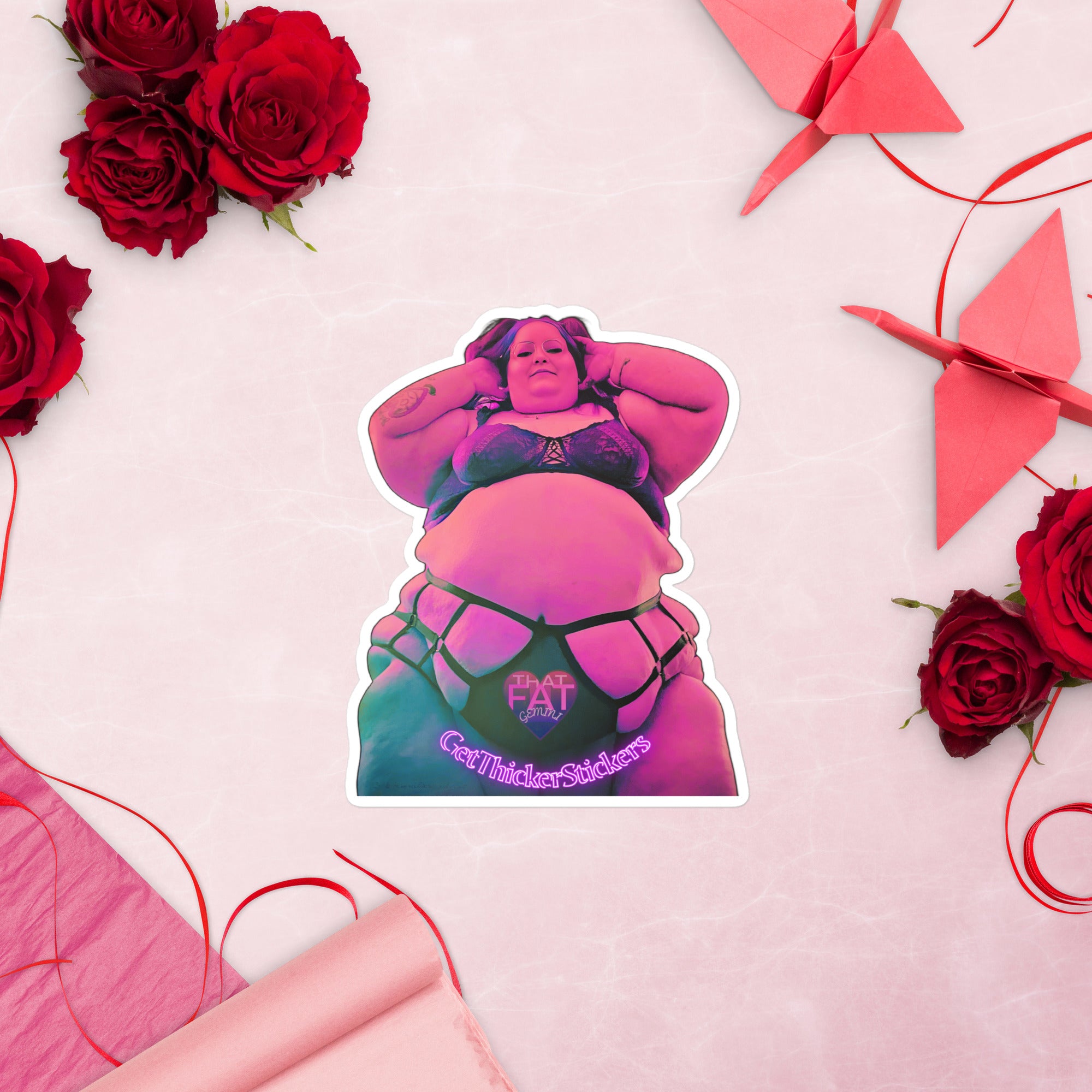 ThatFatGemini x Get Thicker Stickers Collab SSBBW Lingerie Kiss-Cut Sticker